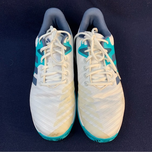 Adidas Cloudform Sz9.5 white&blue/turquoise sneakers court shoes - Picture 2 of 8